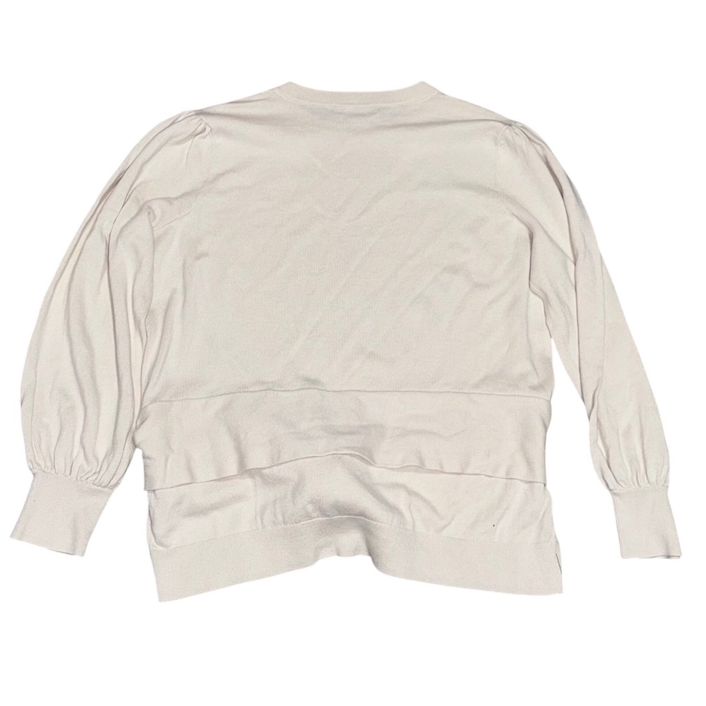 Lauren Ralph Lauren Black Label Tie-Front Sweater Women 1X Cream Puff Sleeve Top - Picture 7 of 12
